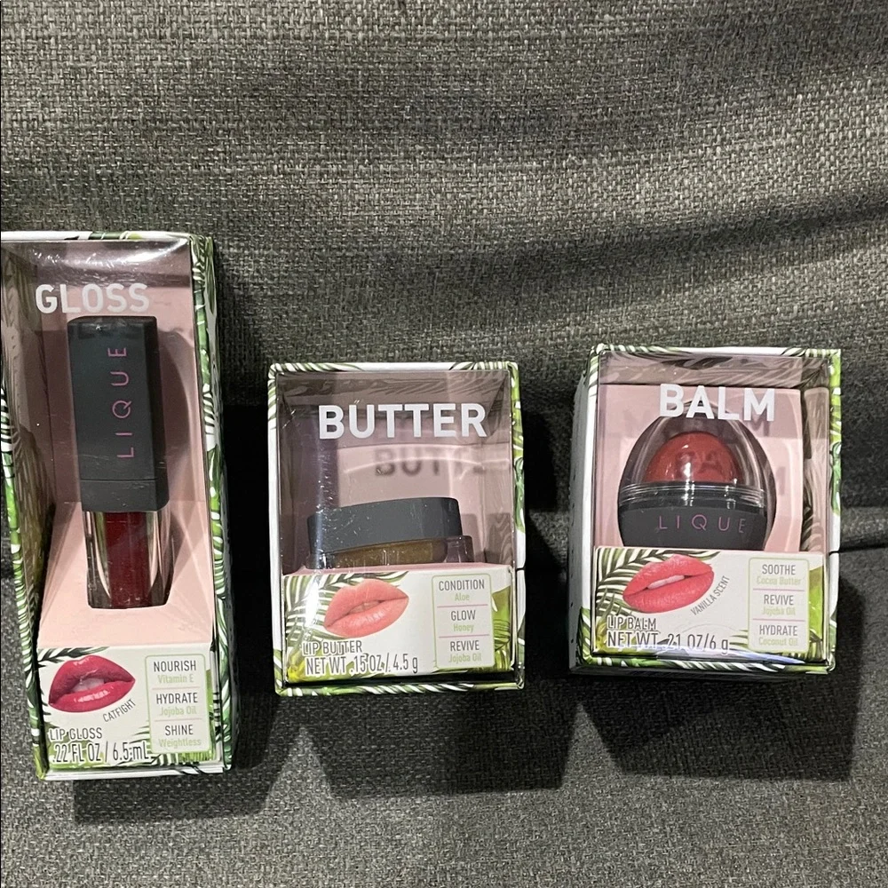 Lique Lip Gloss, Butter, and Balm Set